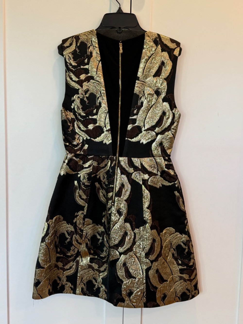 Alice + Olivia Pacey Metallic Gold Jacquard Lantern Dress NWT, Sz. 4 - Picture 2 of 8